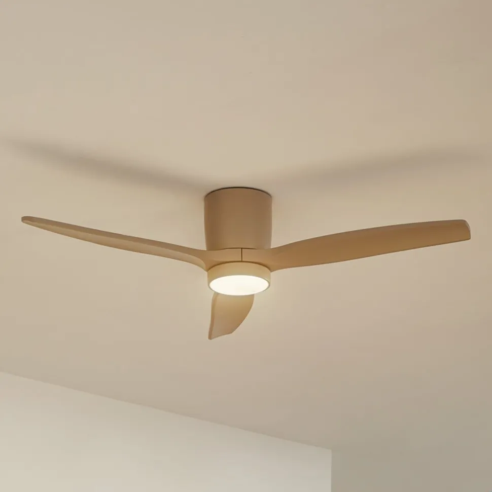 Lucande LED plafondventilator Sorin, beige, DC, stil, IP44