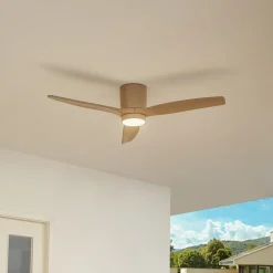 Lucande LED plafondventilator Sorin, beige, DC, stil, IP44