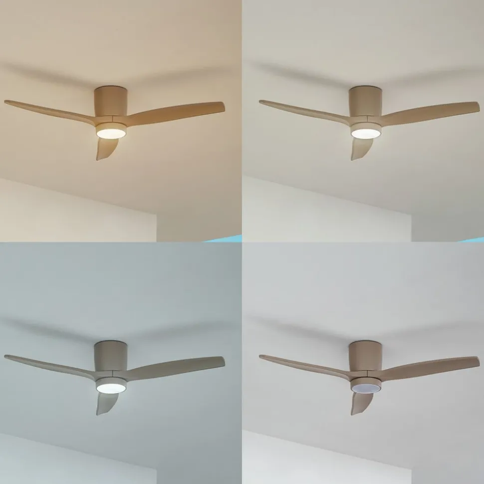 Lucande LED plafondventilator Sorin, beige, DC, stil, IP44