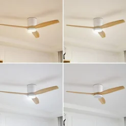 Lucande LED plafondventilator Faipari, wit, DC, stil, 132cm