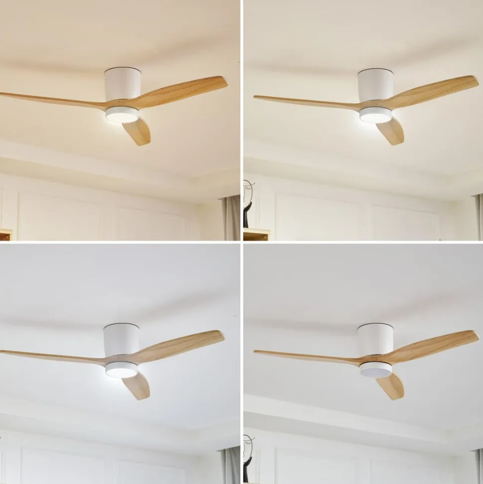 Lucande LED plafondventilator Faipari, wit, DC, stil, 132cm