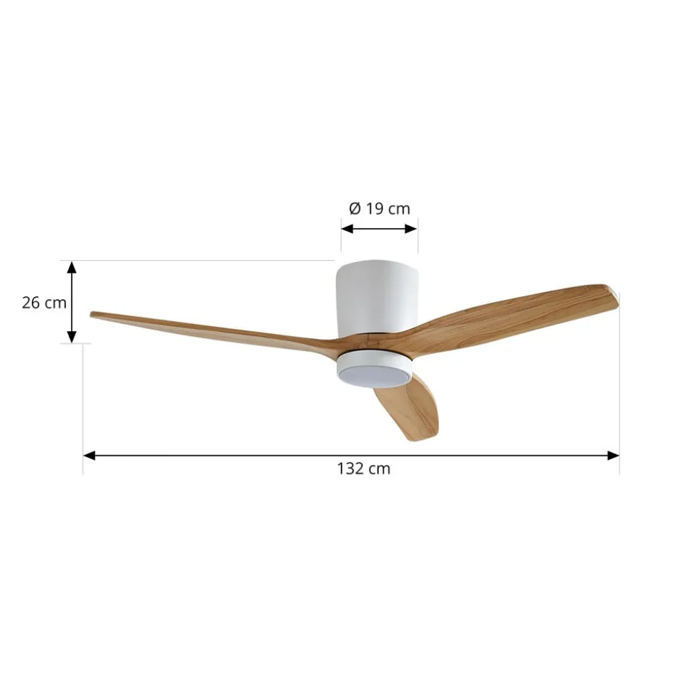 Lucande LED plafondventilator Faipari, wit, DC, stil, 132cm