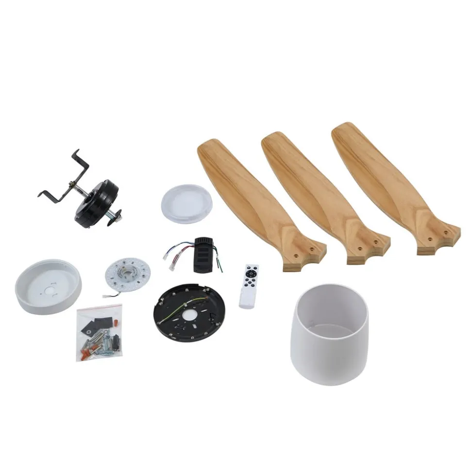 Lucande LED plafondventilator Faipari, wit, DC, stil, 132cm