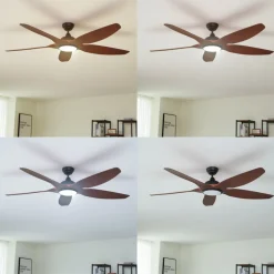 Lucande LED plafondventilator Omendo, zwart, DC, stil, CCT