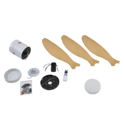 Lucande LED plafondventilator Kayu, wit, DC, stil, 132 cm