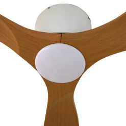 Lucande LED plafondventilator Moneno, wit/hout, Tuya