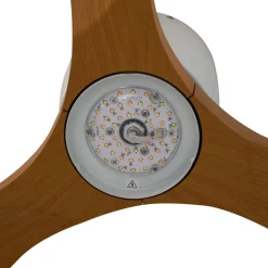 Lucande LED plafondventilator Moneno, wit/hout, Tuya