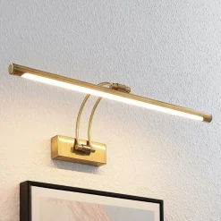 Lucande LED schilderij verlichting Dimitrij, gebogen, messing, metaal