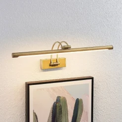 Lucande LED schilderij verlichting Dimitrij, gebogen, messing, metaal