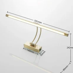 Lucande LED schilderij verlichting Dimitrij, gebogen, messing, metaal