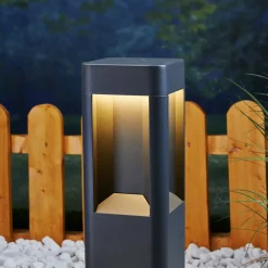 Lucande LED sokkellamp Annika, antraciet, metaal, 50 cm