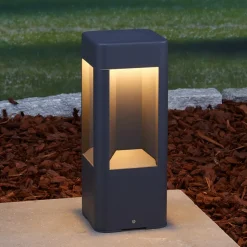 Lucande LED sokkellamp Annika, antraciet, metaal, 30 cm