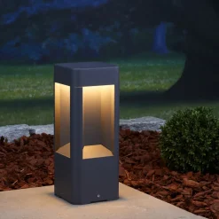 Lucande LED sokkellamp Annika, antraciet, metaal, 30 cm