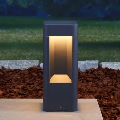 Lucande LED sokkellamp Annika, antraciet, metaal, 30 cm