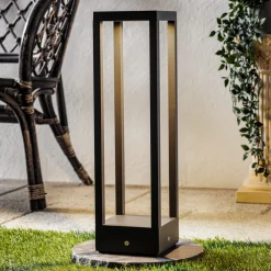 Lucande LED sokkellamp Carlota, 50 cm, antraciet, aluminium