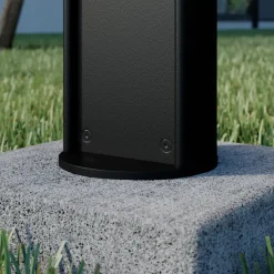 Lucande LED sokkellamp Corban, grijs, contactdozen, IP44