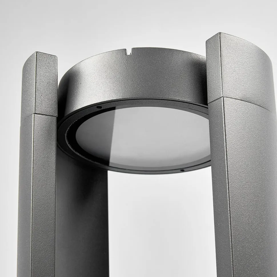 Lucande LED sokkellamp Dylen, grijs, metaal, 50cm, IP65