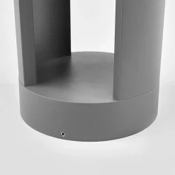 Lucande LED sokkellamp Dylen, grijs, metaal, 50cm, IP65