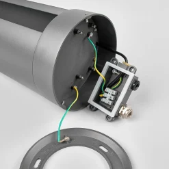 Lucande LED sokkellamp Dylen, grijs, metaal, 50cm, IP65