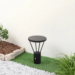 Lucande LED sokkellamp Elario, 44 cm, zwart, sensor