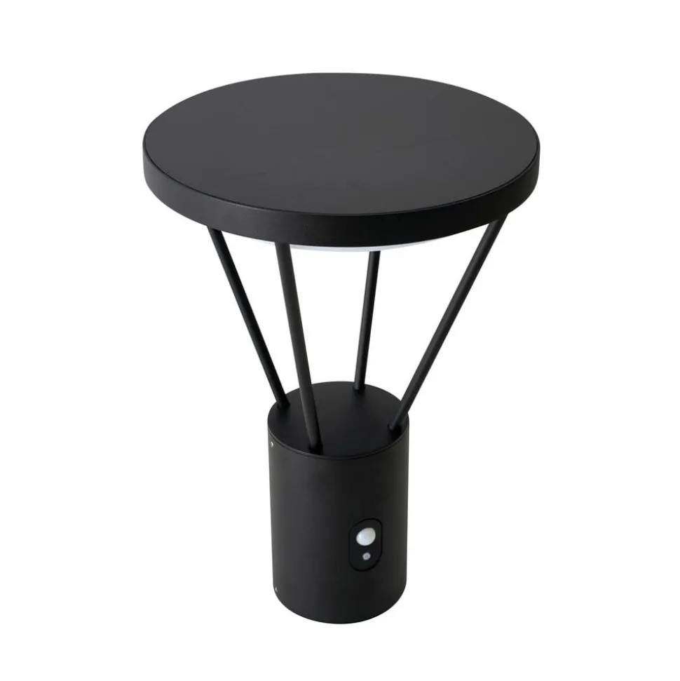 Lucande LED sokkellamp Elario, 44 cm, zwart, sensor