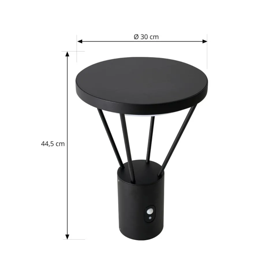 Lucande LED sokkellamp Elario, 44 cm, zwart, sensor