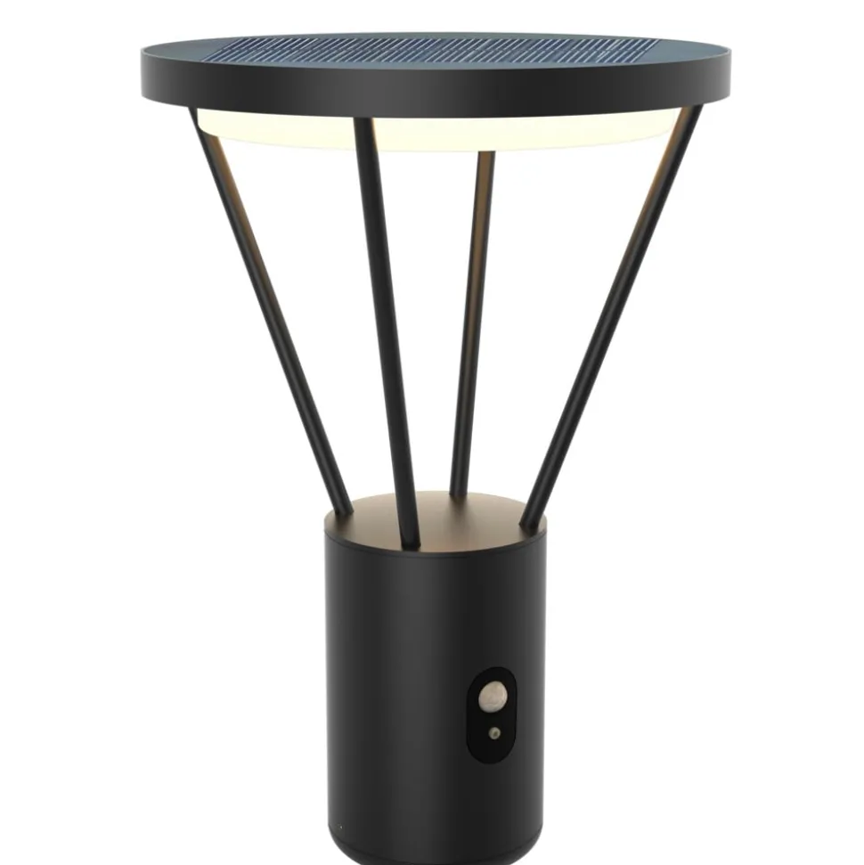 Lucande LED sokkellamp Elario, 44 cm, zwart, sensor