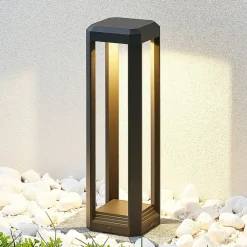 Lucande LED sokkellamp Fery, antraciet, metaal, 50cm, IP65