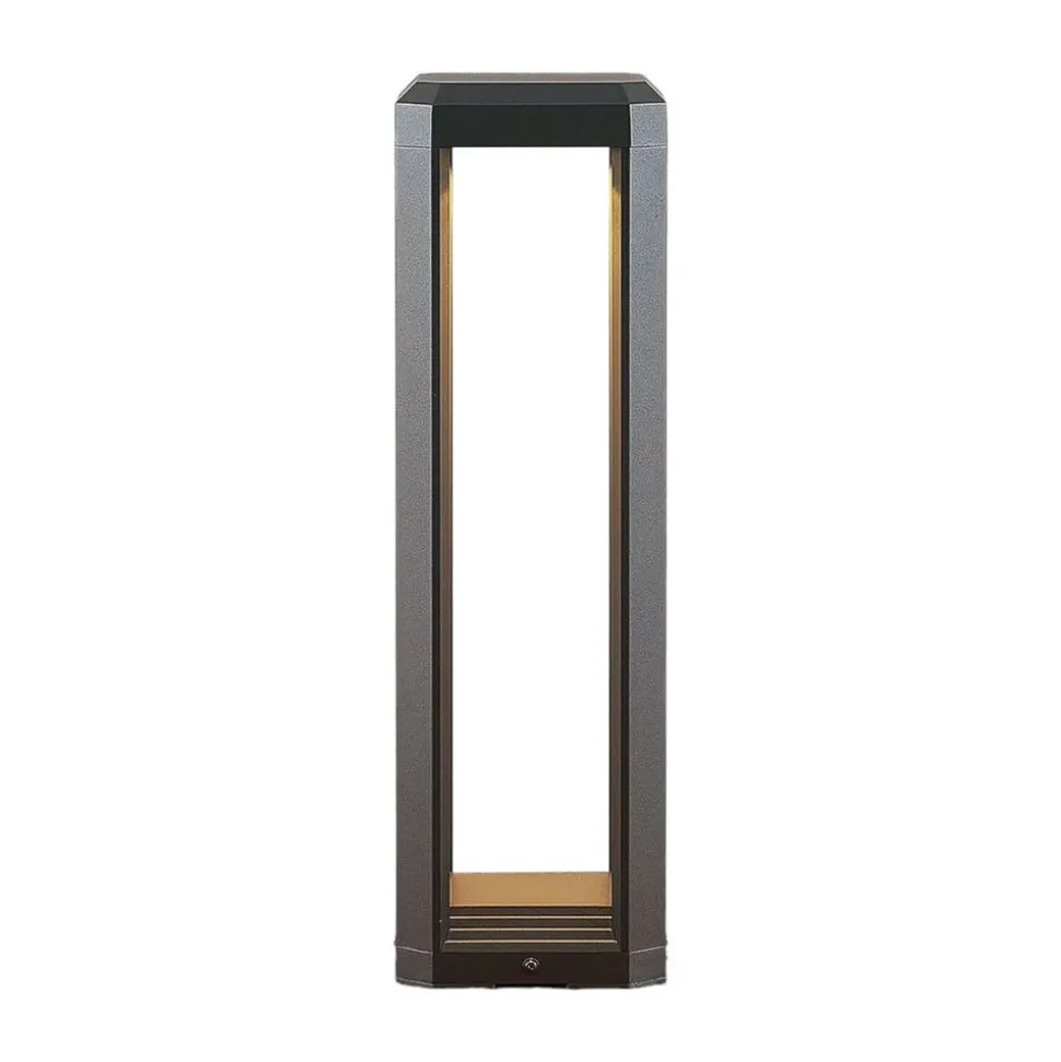 Lucande LED sokkellamp Fery, antraciet, metaal, 50cm, IP65