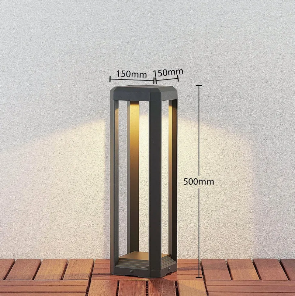 Lucande LED sokkellamp Fery, antraciet, metaal, 50cm, IP65