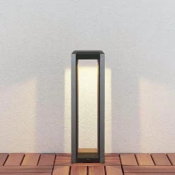 Lucande LED sokkellamp Fery, antraciet, metaal, 50cm, IP65