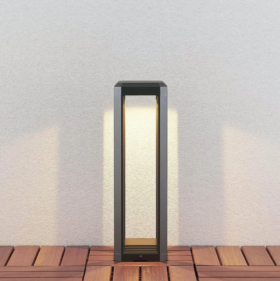 Lucande LED sokkellamp Fery, antraciet, metaal, 50cm, IP65