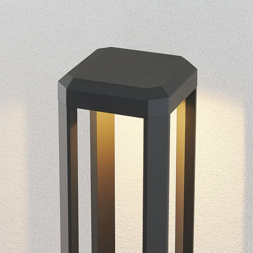 Lucande LED sokkellamp Fery, antraciet, metaal, 50cm, IP65