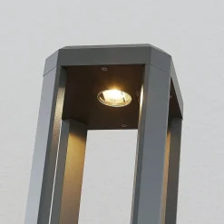 Lucande LED sokkellamp Fery, antraciet, metaal, 50cm, IP65