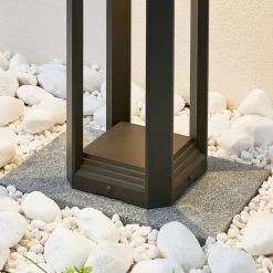 Lucande LED sokkellamp Fery, antraciet, metaal, 50cm, IP65