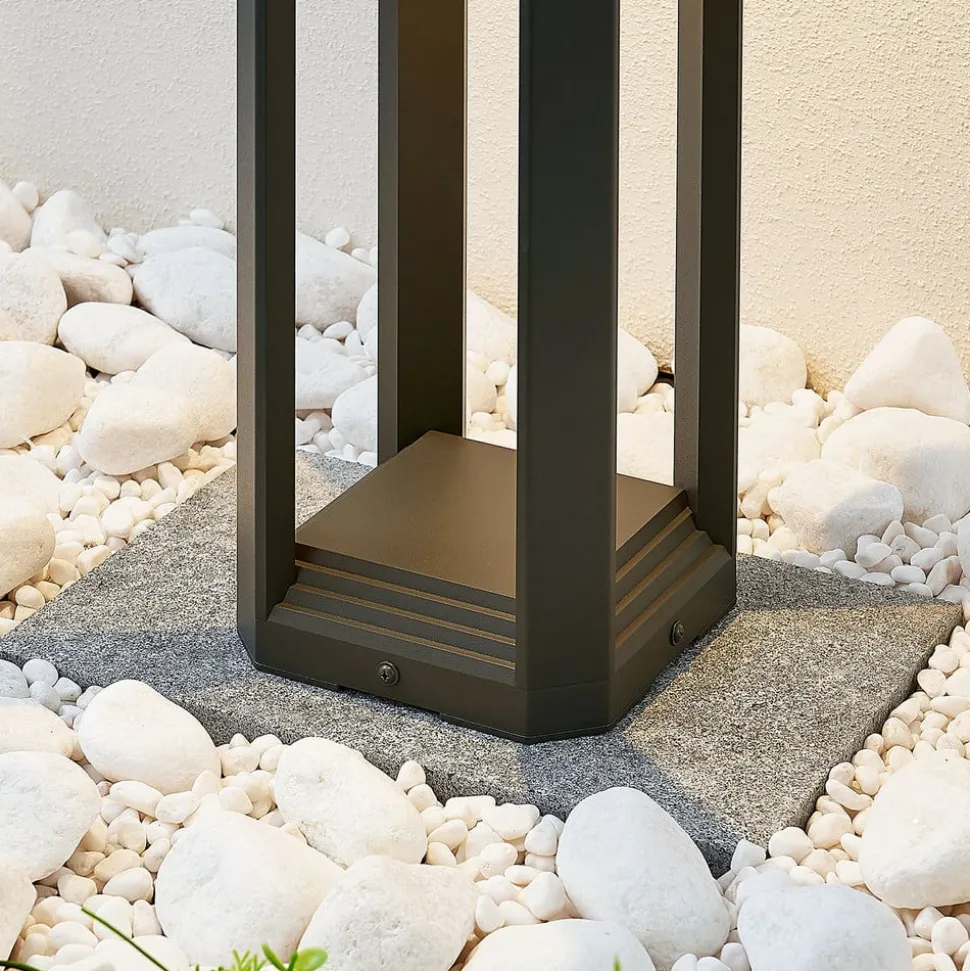 Lucande LED sokkellamp Fery, antraciet, metaal, 50cm, IP65