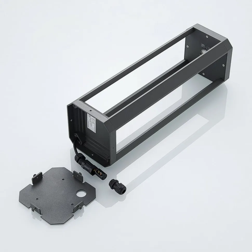 Lucande LED sokkellamp Fery, antraciet, metaal, 50cm, IP65