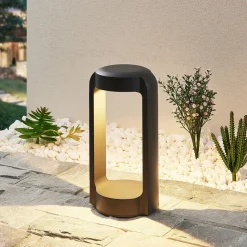 Lucande LED sokkellamp Habsa, 30 cm, antraciet, metaal