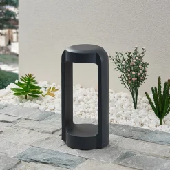 Lucande LED sokkellamp Habsa, 30 cm, antraciet, metaal