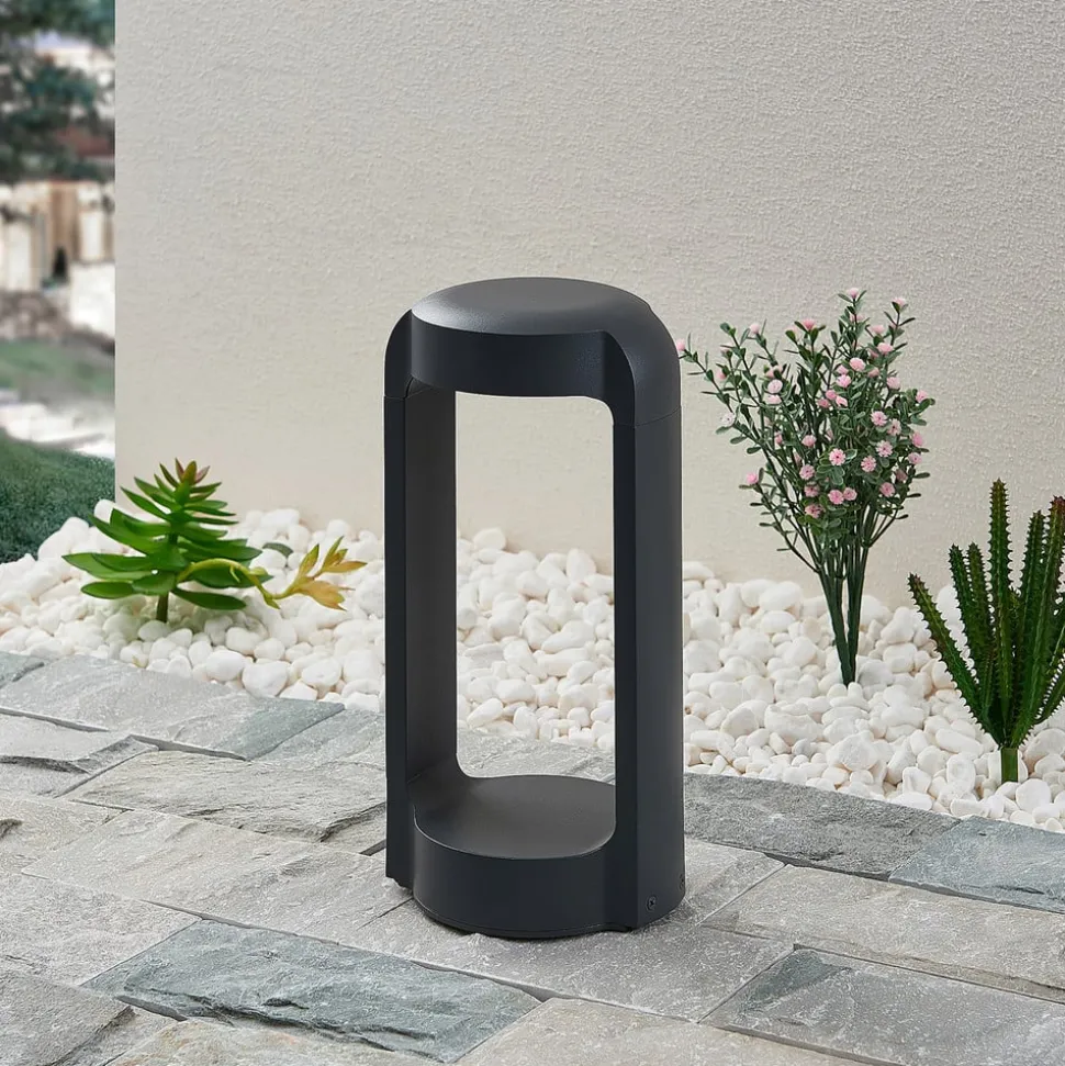 Lucande LED sokkellamp Habsa, 30 cm, antraciet, metaal