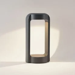 Lucande LED sokkellamp Habsa, 30 cm, antraciet, metaal