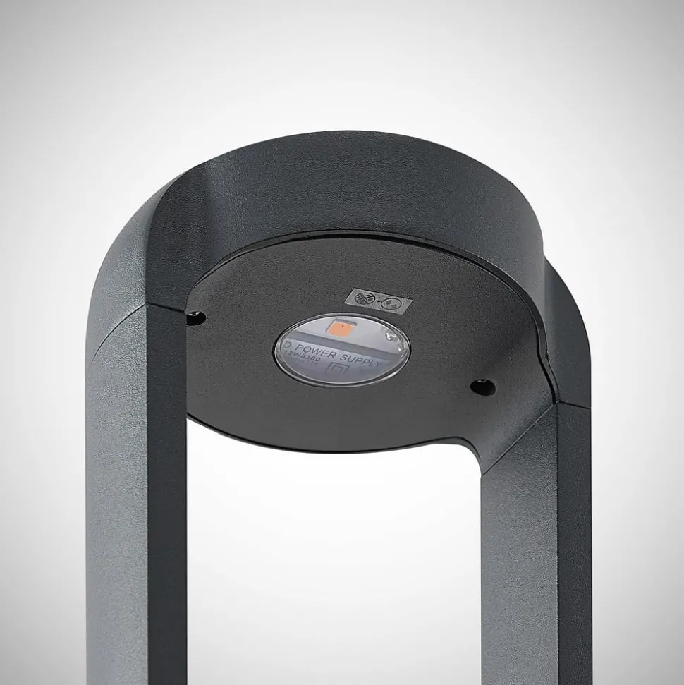 Lucande LED sokkellamp Habsa, 30 cm, antraciet, metaal