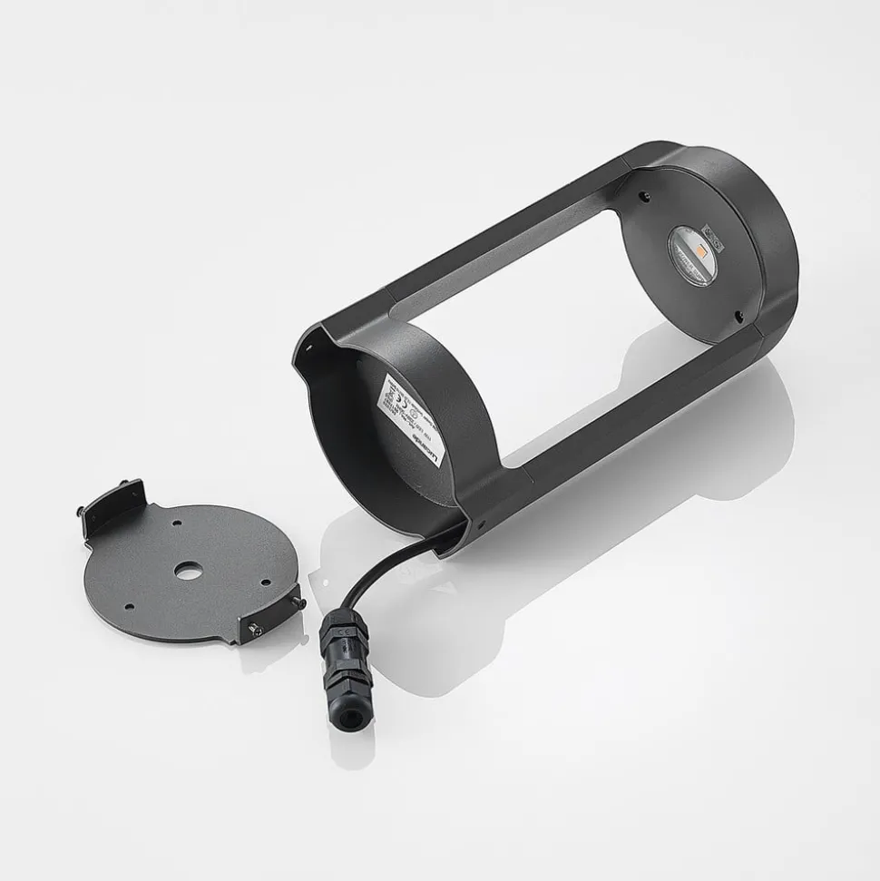 Lucande LED sokkellamp Habsa, 30 cm, antraciet, metaal