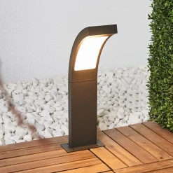 Lucande LED sokkellamp Juvia, 40 cm, antraciet, IP54