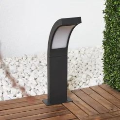 Lucande LED sokkellamp Juvia, 40 cm, antraciet, IP54