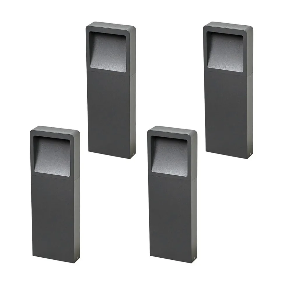 Lucande LED sokkellamp Leya, 4, 35cm, antraciet, IP54