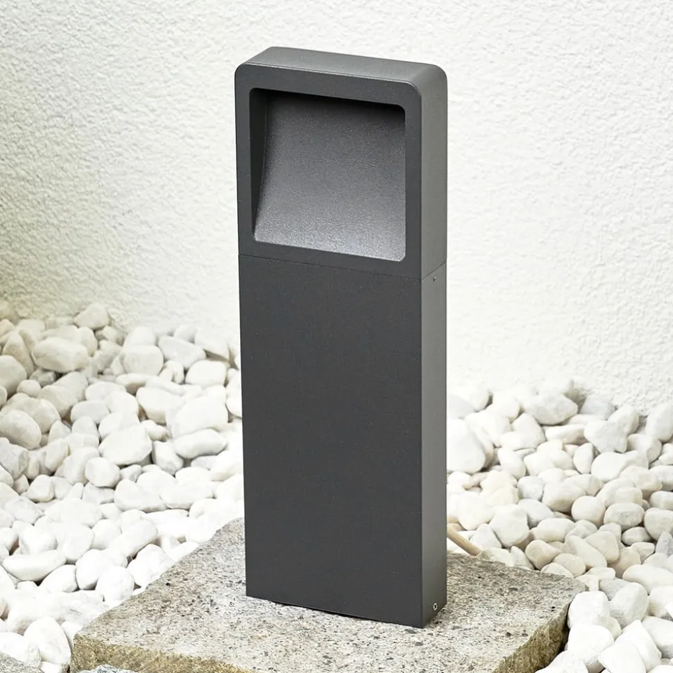 Lucande LED sokkellamp Leya, 4, 35cm, antraciet, IP54