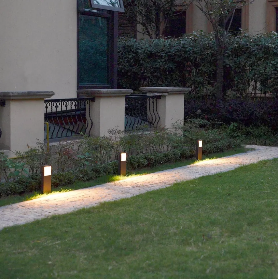 Lucande LED sokkellamp Leya, 4, 35cm, antraciet, IP54