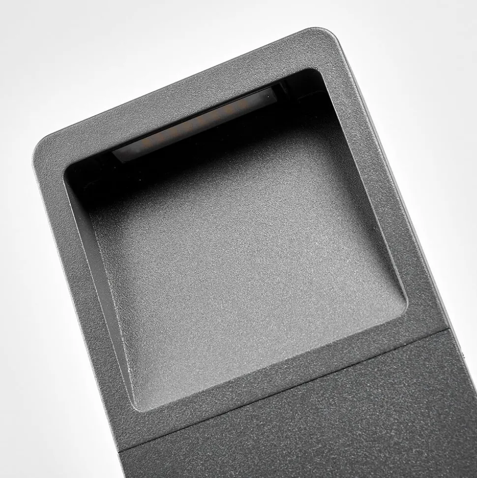 Lucande LED sokkellamp Leya, 4, 35cm, antraciet, IP54