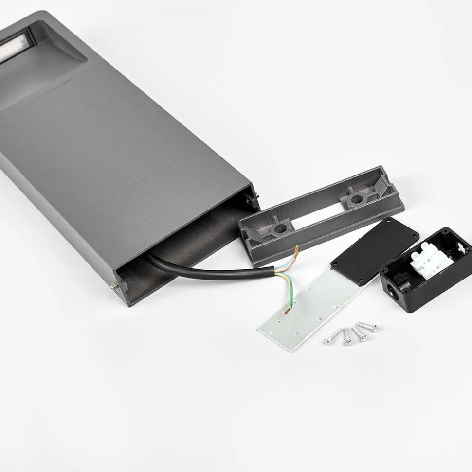 Lucande LED sokkellamp Leya, 4, 35cm, antraciet, IP54